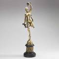 Bronze sculpture depicting fortuna on marble base 19th c unsigned 35 12