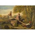 William mulready irish 17861863 oil on canvas the seesaw ca 1860 framed signed and titled 11 12 x 16