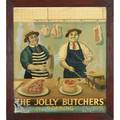 20th c advertising sign oil on tin jolly butchers dorking framed 40 x 36