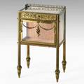 Bronze mounted vitrine galleried and glass top with velvet lined drawer 19th20th c 28 12 x 17 x 12
