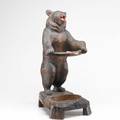 Black forest bear umbrella stand walnut with glass eyes 20th c 27 12