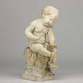 Marble sculpture seated putti with a butterfly 19th20th c losses signed rossi 22 x 10 x 11