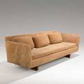 Edward wormley dunbar threeseat sofa usa 1950s walnut and wide wale courduroy unmarked 27 12 x 89 x 31