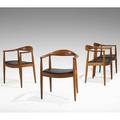 Hans wegner johannes hansen set of four the chairs denmark 1970s teak and leather branded 30 x 24 x 20 12