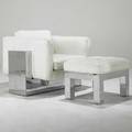 Paul evans directional cityscape lounge chair and ottoman usa 1970s chromed steel vinyl unmarked chair 30 x 40 x 38 ottoman 17 12 x 24 12 x 19 12