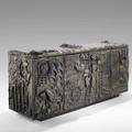 Paul evans directional sculpted bronze cabinet usa 1970 bronze composite slate and steel signed pe70 33 x 74 x 21