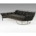 Jim zivic burning relic sofa usa 1990s handforged steel stitched saddle leather ebonized wood note form derived from the lid of a grand piano unmarked 29 34 x 90 x 60