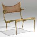 Dan johnson studio gazelle lounge chair 30b usa 1950s patinated bronze and woven cane unmarked 27 x 22 12 x 25 12