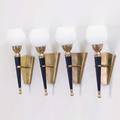 Jean perzel attr four wall sconces france 1930s bronze frosted glass enamel unmarked 12 12 x 4