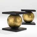 Style of pierre legrain pair of occasional tables france 1960s painted and gilded composite unmarked 18 12 x 18 sq