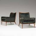 Paul mccobb directional pair of club chairs no 1322 usa 1950s mahogany and velvet unmarked each 33 x 30 x 32