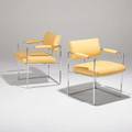 Milo baughman thayer coggin pair of armchairs usa 1970s chromed steel and leatherette unmarked 30 x 23 x 24