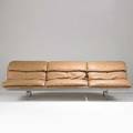 Giovanni offredi saporiti wave sofa italy 1980s leather matte chromed steel and plastic signed 29 x 97 x 36