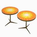 Italian pair of occasional tables 1950s glass mosaic brass new york retailer tags 18 x 18 12