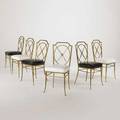 Italian six dining chairs 1950s brass vinyl unmarked 35 12 x 17 12 x 17 12