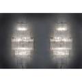 Camer pair of large sconces italy 1960s crystal and enameled steel unmarked 48 x 24 x 12
