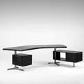 Osvaldo borsani tecno executive desk with adjustable return italy 1950s matte chromed steel lacquered wood reversepainted glass tecno label 29 x 99 x 33