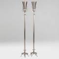 Tommi parzinger lightolier chromeplated brass and steel torcheres usa 1940s unmarked 61 x 6 34