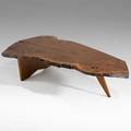 George nakashima slab coffee table usa 1965 english oak burl on oak base provenance available unmarked 12 x 54 x 27