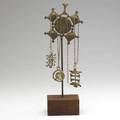 John risley jewelry stand with three necklaces usa c 1965 patinated metal brass and cedar provenance from the artists family unmarked stand 18 x 5 x 3 14
