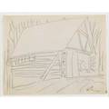 Wharton esherick sketch of the artists garage paoli pa 1931 framed pencil on paper signed and dated sheet 8 12 x 11