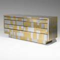 Paul evans directional cityscape cabinet usa 1970s chromed steel and brass unmarked 32 x 72 x 23