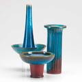 Wilhelm kage gustavsberg three glazed stoneware farsta vessels all marked gustavsberg kage farsta tallest 10