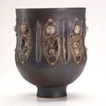 Scheier large glazed earthenware vessel with primitive figures usa ca 1994 signed and dated 13 34 x 12