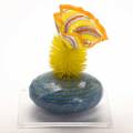 Flo perkins cactus series sculpture 1992 blown glass and silicone on plexi base signed and dated cactus 11 x 7 34