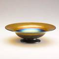 Tiffany studios gold and blue favrile footed bowl etched lc tiffanyfavrile s 2 34 x 9 34