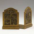 Tiffany studios parcelgilt bronze bookends 1920s stamped tiffany studios new york 1056 6 x 4 34 x 5