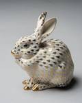A Herend Porcelain Gold and White Rabbit Figurine