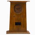 L  jg stickley mantel clock with copper face unsigned 22 x 16 x 8