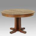 L  jg stickley rare fivepost pedestal dining table complete with two leaves the work of decal 30 x 48 12 leaves