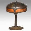 Roycroft table lamp hammered copper and mica orb and cross mark 13 12 x 10