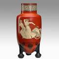 Roseville rozane olymic vase persia and ionia yoked to the chariot of xerxes signed and titled 14 12 x 6