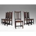 L  jg stickley onondaga shops rare set of six spindledback dining chairs original tackedon leather unmarked 41 12 x 17 12 x 16 14