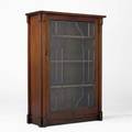 Roycroft singledoor mahogany bookcase no 806 with leaded glass door orb and cross mark with ledwidge 55 x 40 x 15