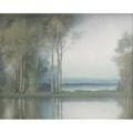 Edward diers rookwood scenic vellum plaque mirror lake 1919 in original frame flame markxixed paper label and artists signature plaque 8 12 x 11