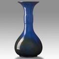 Fulper tall vase in chinese blue flambe glaze incised race track mark 15 14 x 7
