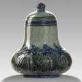 Mary sheerer newcomb college rare covered jar carved with african violets 1906 ncjmmsbk62q 4 14 x 3