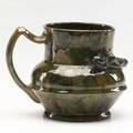 George ohr snake mug mottled brown and green glaze script signature 4 x 5 x 3 34