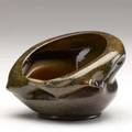 George ohr folded bowl with slanted rim speckled amber glaze stamped ge ohr biloxi miss 3 14 x 5