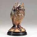 Martin brothers glazed stoneware bird tobacco jar 1897 provenance wooley  wallis may 2003 head and base signed martin bros london  southall 51897 with base 9 14 x 5