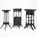 Aesthetic movement three ebonized wood plant stands unsigned tallest 36 12 x 18 x 16