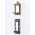 Aesthetic movement mirrors two wall hanging mirrors of bronze or brass one with longwy tiles unmarked largest 16 14 x 9