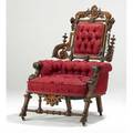 George hunzinger parlor armchair ca 1869 walnut gilt and ebonized details damask upholstery stamped 44 x 30 x 31