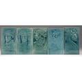 J  j g low set of five tiles shakespeare series 1885 each stamped 8 14 x 4 34