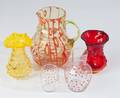 Five5 Colored Glass Items including Pitchers