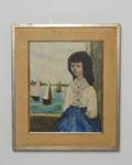 Oil on Canvas Child with Sailboats Signed